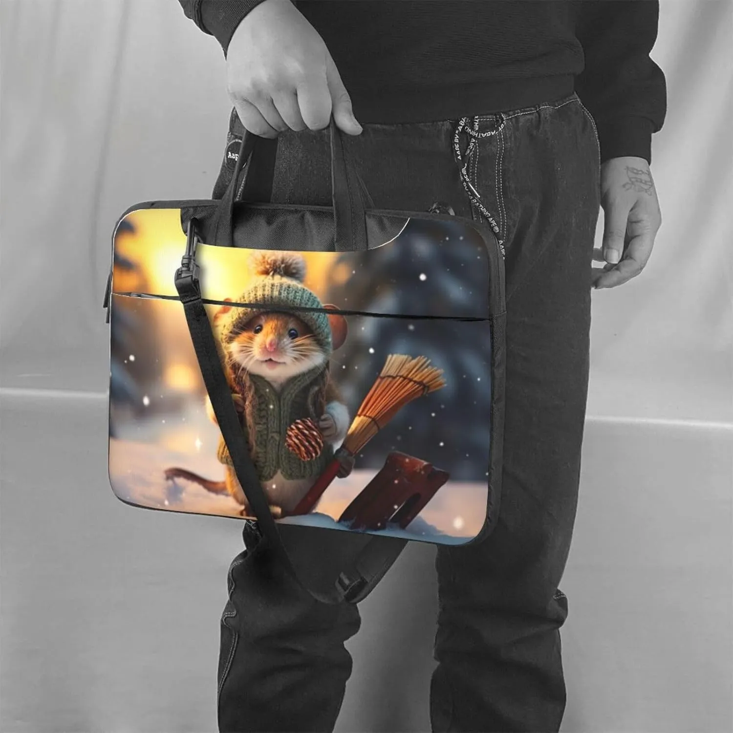 Hardworking snowman Print Work Casual Office Laptop Shoulder Messenger Bag 13 inch 14 inch 15.6 inch
