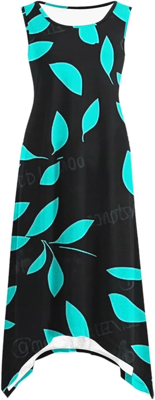 hlysgo Floral Dress for Women 2025 Casual Loose Sleeveless Crew Neck Midi Dresses Summer Boho Beach Sundress for Teen Girls