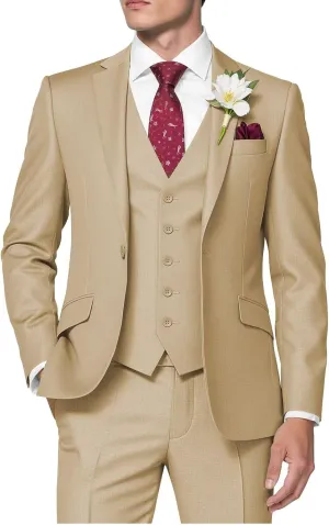HUUTOE Men's 3 Piece Suits Slim Fit Wedding Suits for Men Prom Dress Suit Summer Blazer Jacket Vest Pants Tuxedo Set Men