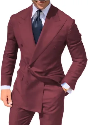 HZUOU Double Breasted Men's Suit Wide Peak Lapel Wedding Grooms Tuxedos 2 Pieces Business Men Suits HZH25