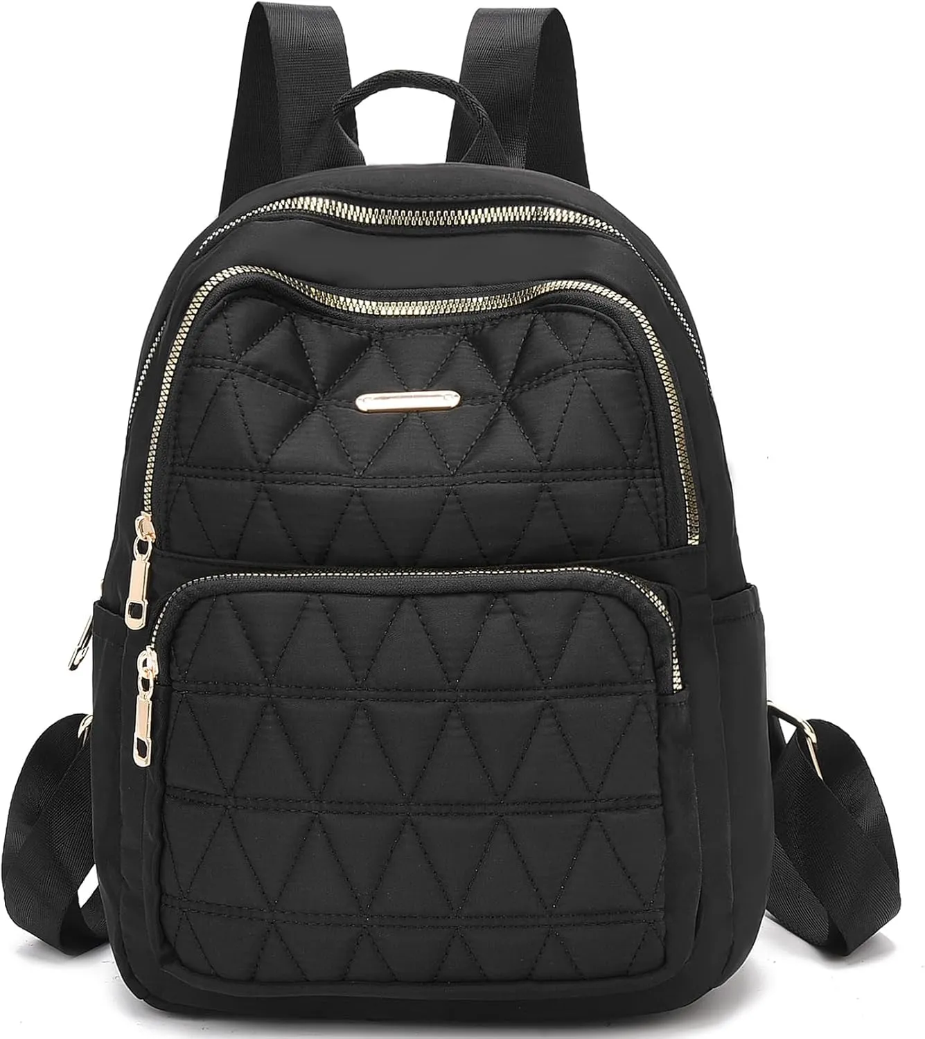 I IHAYNER Mini Backpack for Women Nylon Travel Purse Shoulder Bag for College Work Casual Lightweight Daypack for Ladies Pure Black