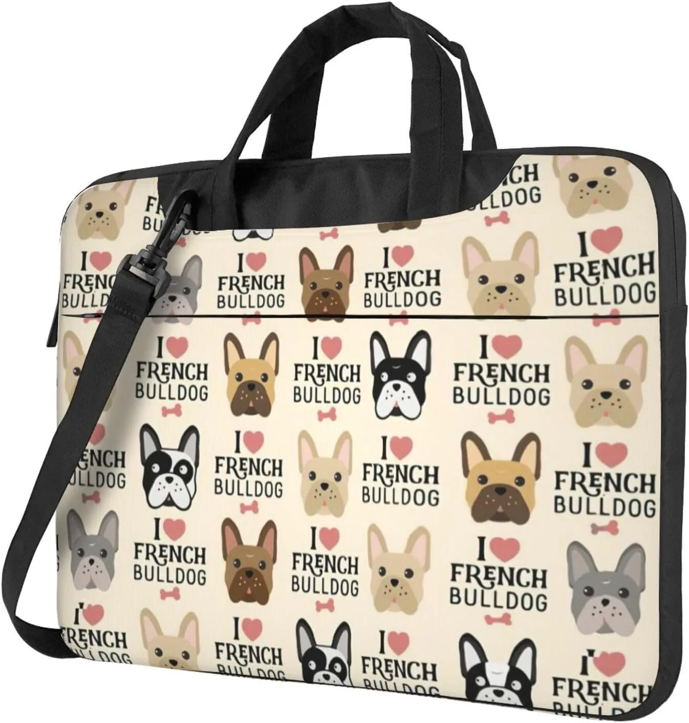 I Love French Bulldog Print Work Casual Office Laptop Shoulder Messenger Bag 13 inch 14 inch 15.6 inch