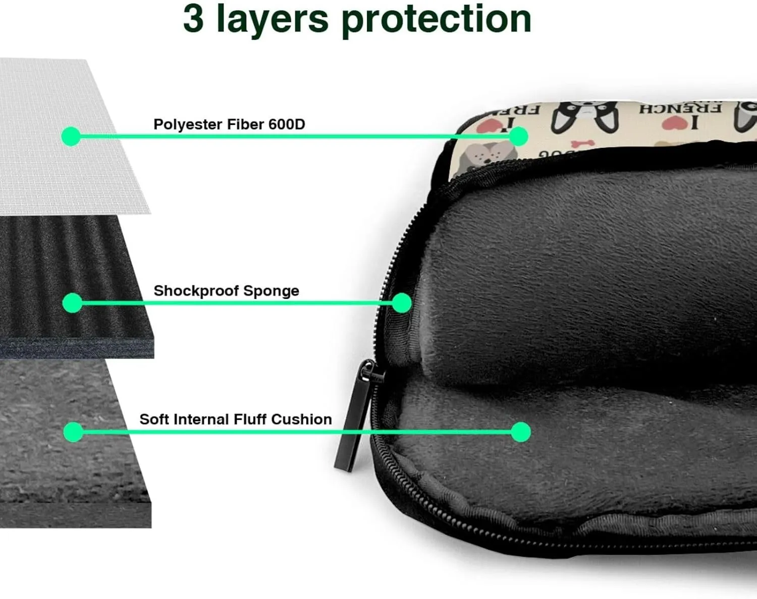 I Love French Bulldog Print Work Casual Office Laptop Shoulder Messenger Bag 13 inch 14 inch 15.6 inch