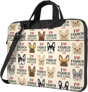 I Love French Bulldog Print Work Casual Office Laptop Shoulder Messenger Bag 13 inch 14 inch 15.6 inch