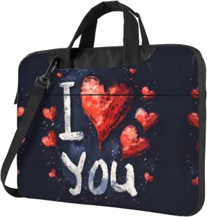 I Love You Words with Hearts Print Work Casual Office Laptop Shoulder Messenger Bag 13 inch 14 inch 15.6 inch