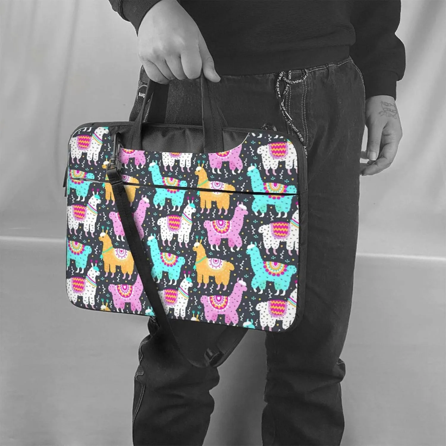 Indian Alpaca Print Work Casual Office Laptop Shoulder Messenger Bag 13 inch 14 inch 15.6 inch