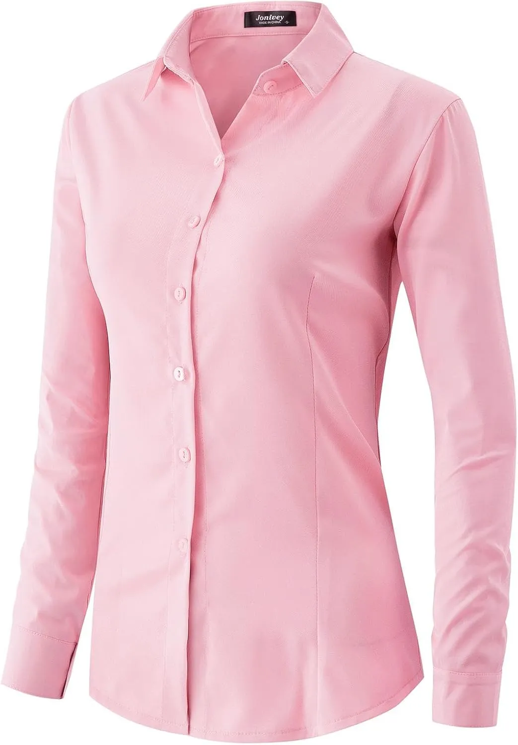jonivey Womens Long Sleeve Button Down Stretch Dress Shirt Soft Wrinkle Free Work Casual Business Office Blouse