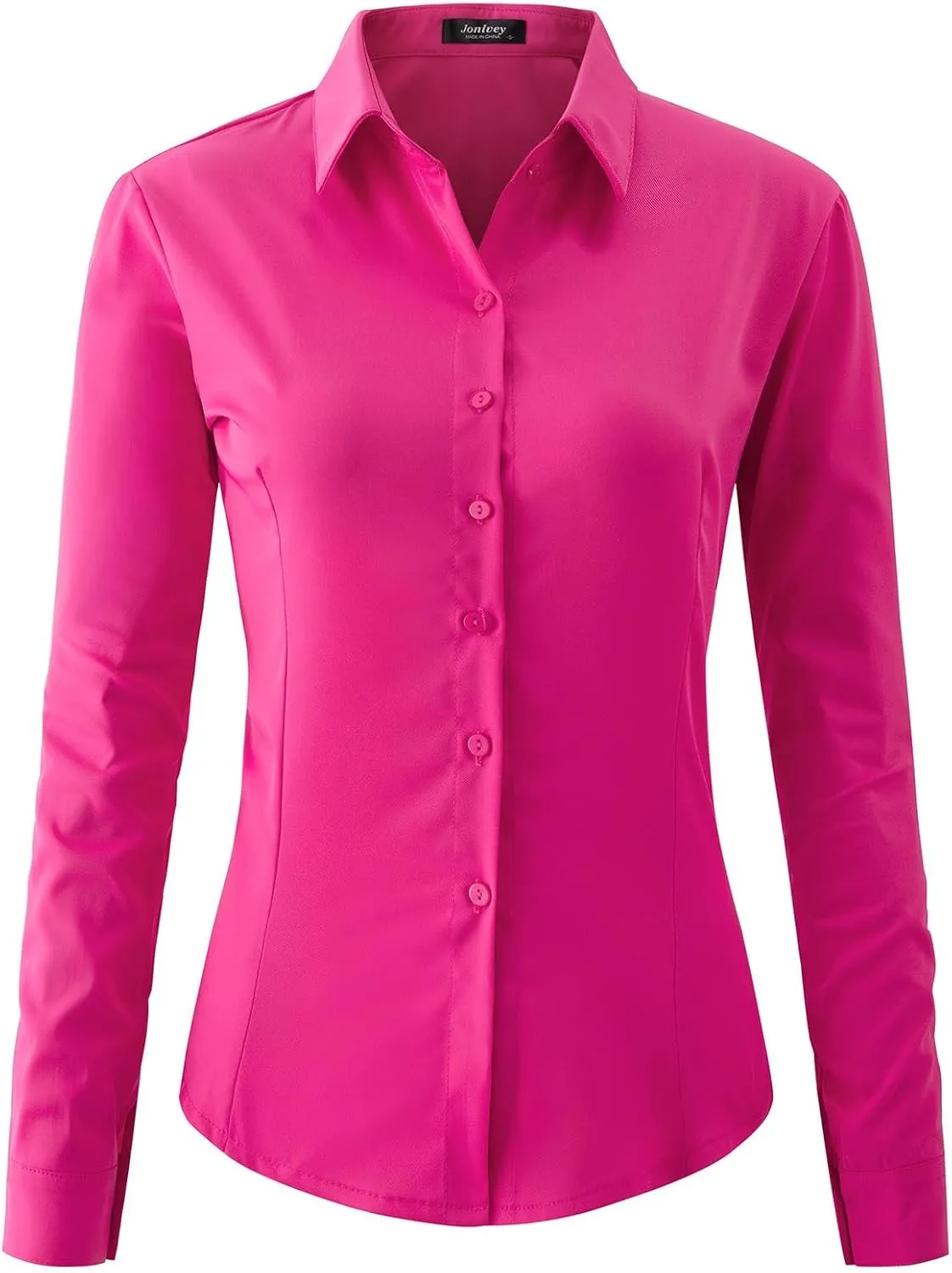 jonivey Womens Long Sleeve Button Down Stretch Dress Shirt Soft Wrinkle Free Work Casual Business Office Blouse