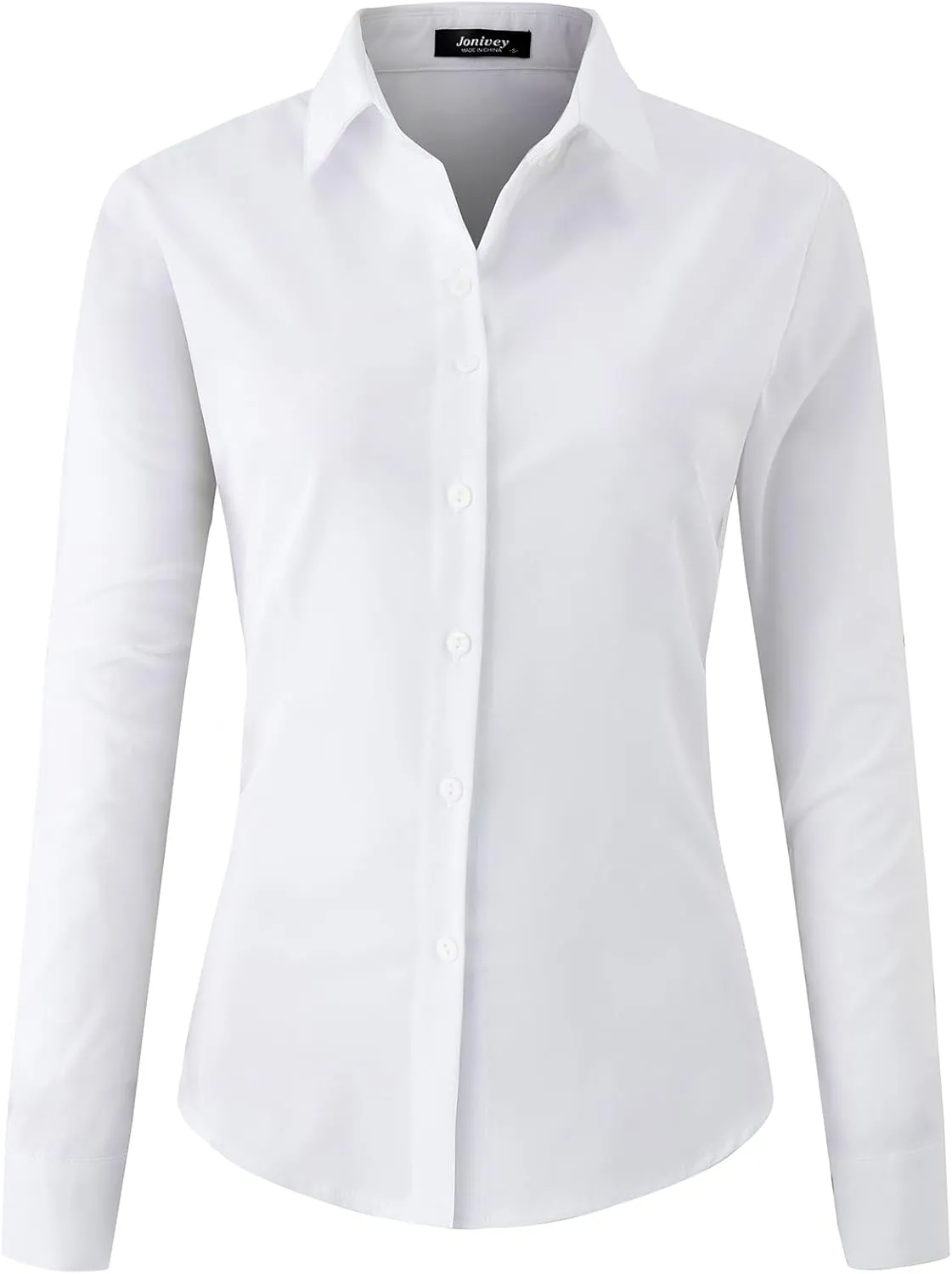 jonivey Womens Long Sleeve Button Down Stretch Dress Shirt Soft Wrinkle Free Work Casual Business Office Blouse