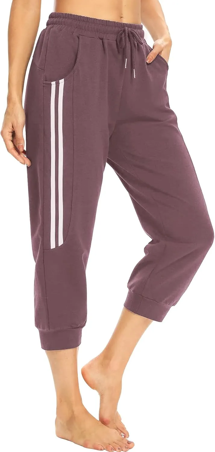KaiDi Women's Capri Sweatpants - Casual Capri Pants with Pockets, Drawstring Workout Sweatpants for Yoga