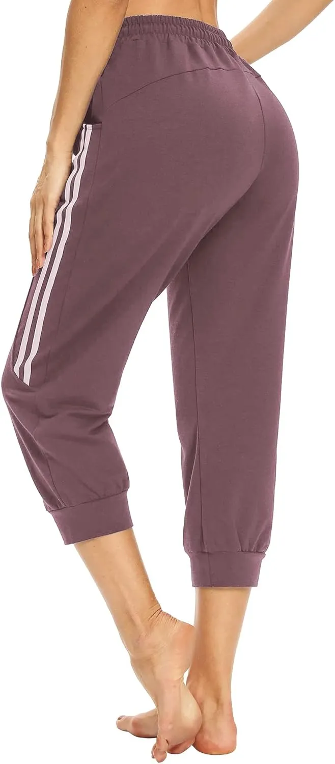 KaiDi Women's Capri Sweatpants - Casual Capri Pants with Pockets, Drawstring Workout Sweatpants for Yoga