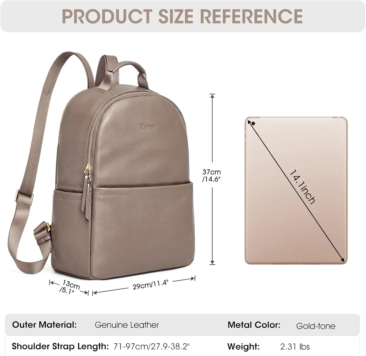 Kattee Genuine Leather Backpack Purse for Women Antitheft Rucksack Soft Work Casual Daypack Fashion