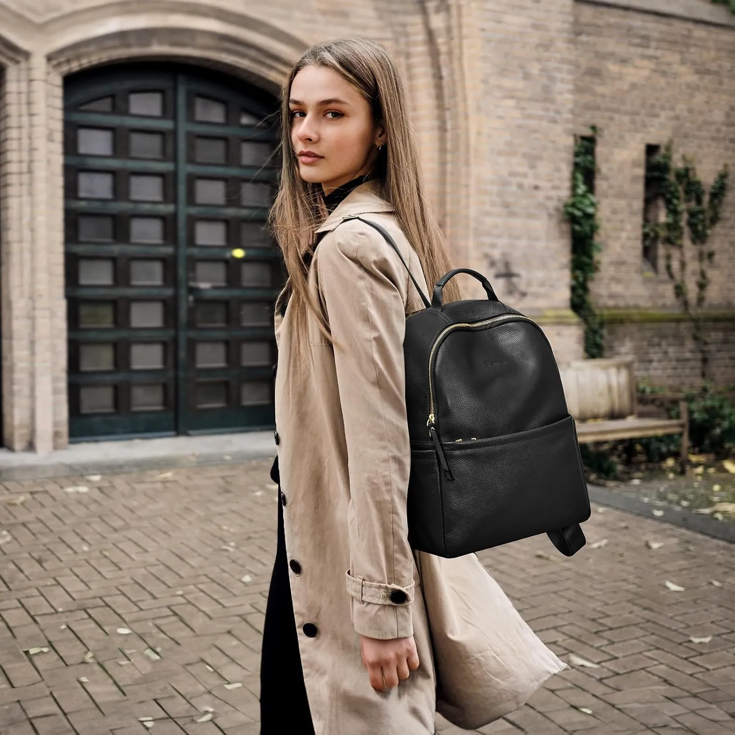 Kattee Genuine Leather Backpack Purse for Women Antitheft Rucksack Soft Work Casual Daypack Fashion