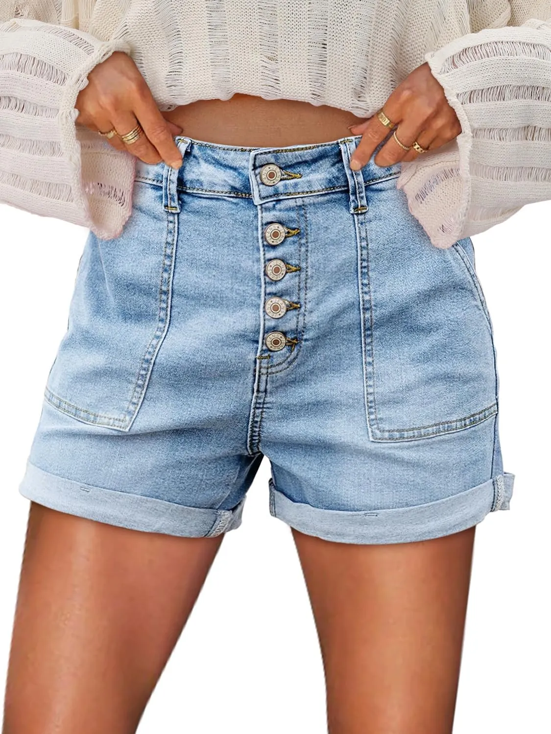 KISSMODA Women's Casual Denim Shorts Summer Jeans Stretchy Hot Short Pants
