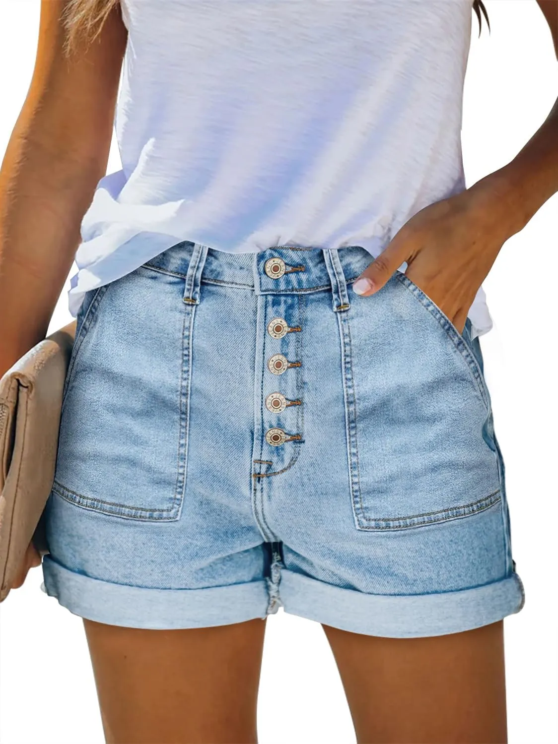 KISSMODA Women's Casual Denim Shorts Summer Jeans Stretchy Hot Short Pants