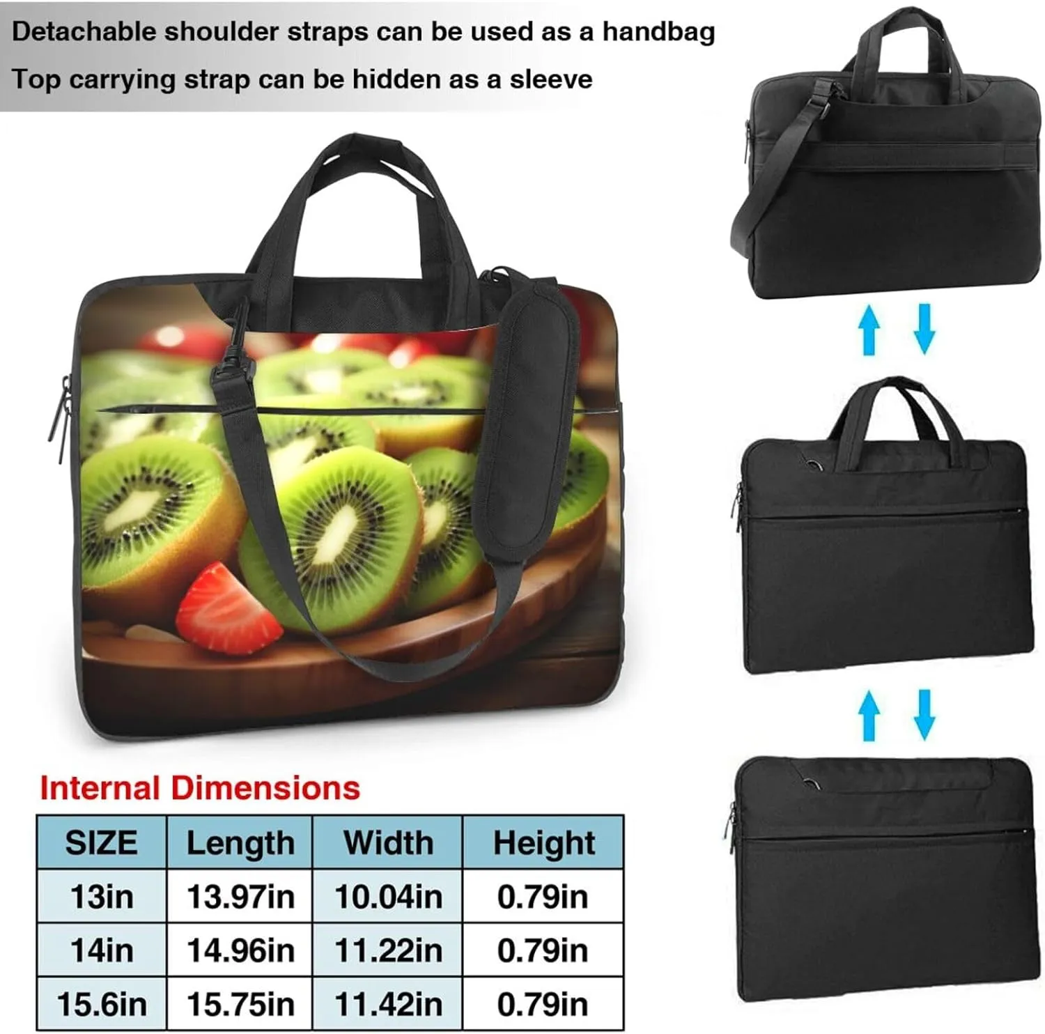 Kiwi Watermelon Print Work Casual Office Laptop Shoulder Messenger Bag 13 inch 14 inch 15.6 inch