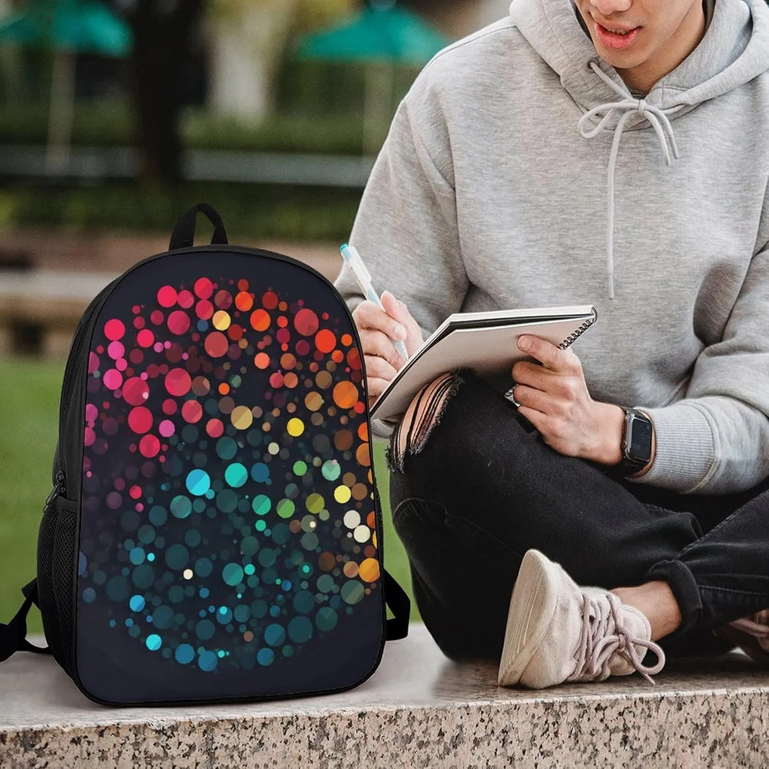 Laptop Backpack for Men 17 Inch A Bunch of Colored Dots Work Casual Backpack Lightweight Travel Shoulder Bag