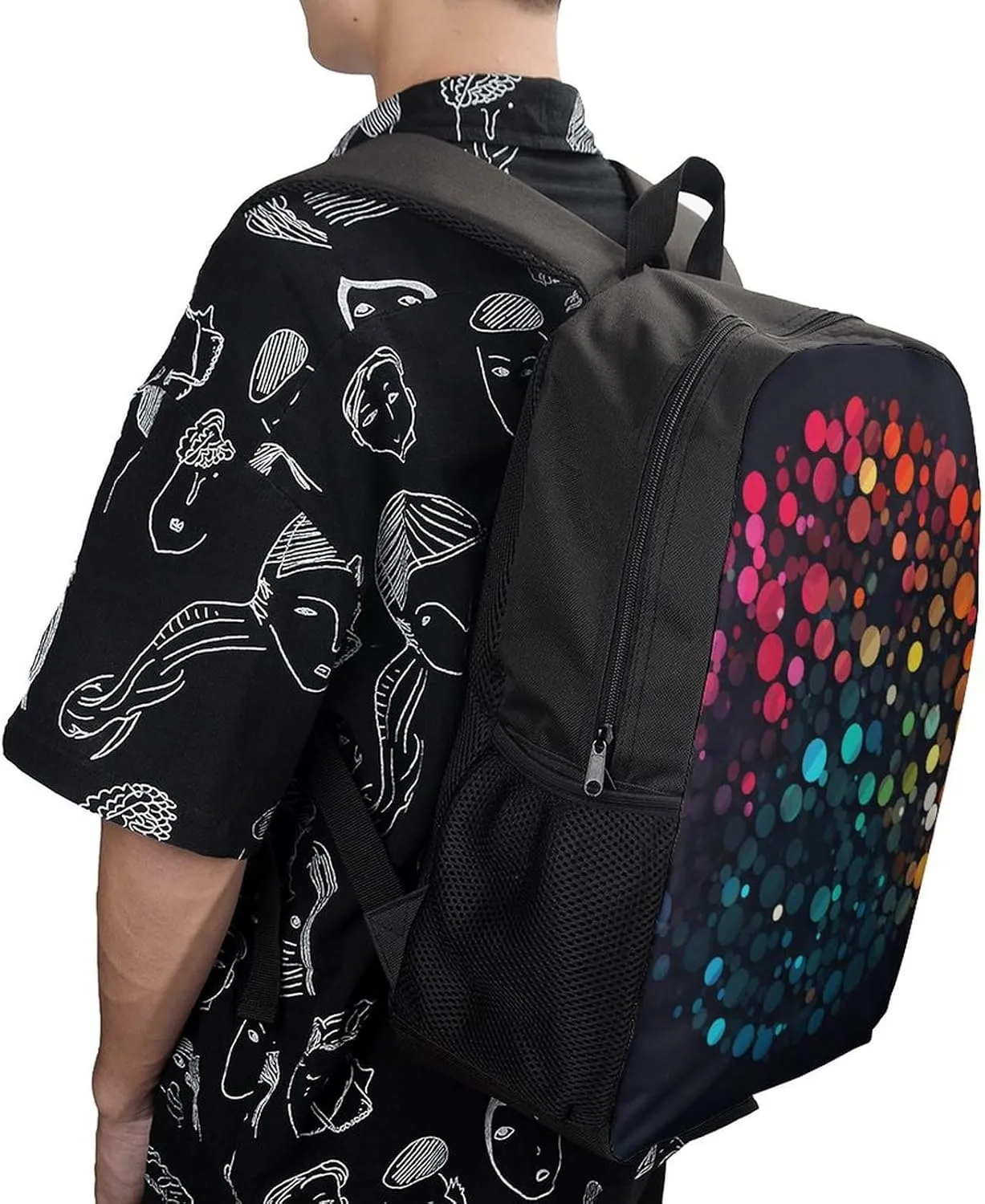 Laptop Backpack for Men 17 Inch A Bunch of Colored Dots Work Casual Backpack Lightweight Travel Shoulder Bag