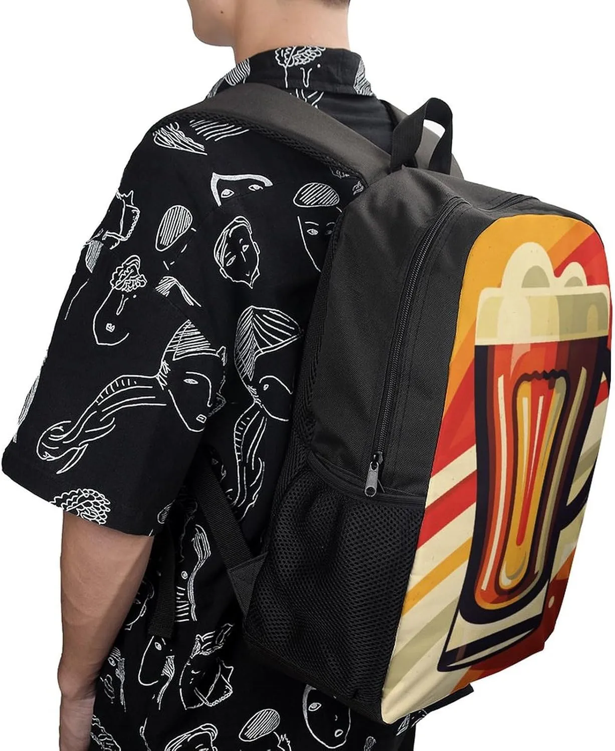 Laptop Backpack for Men 17 Inch A Cup of Beer Work Casual Backpack Lightweight Travel Shoulder Bag