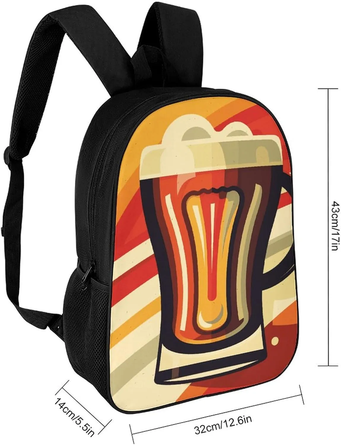 Laptop Backpack for Men 17 Inch A Cup of Beer Work Casual Backpack Lightweight Travel Shoulder Bag