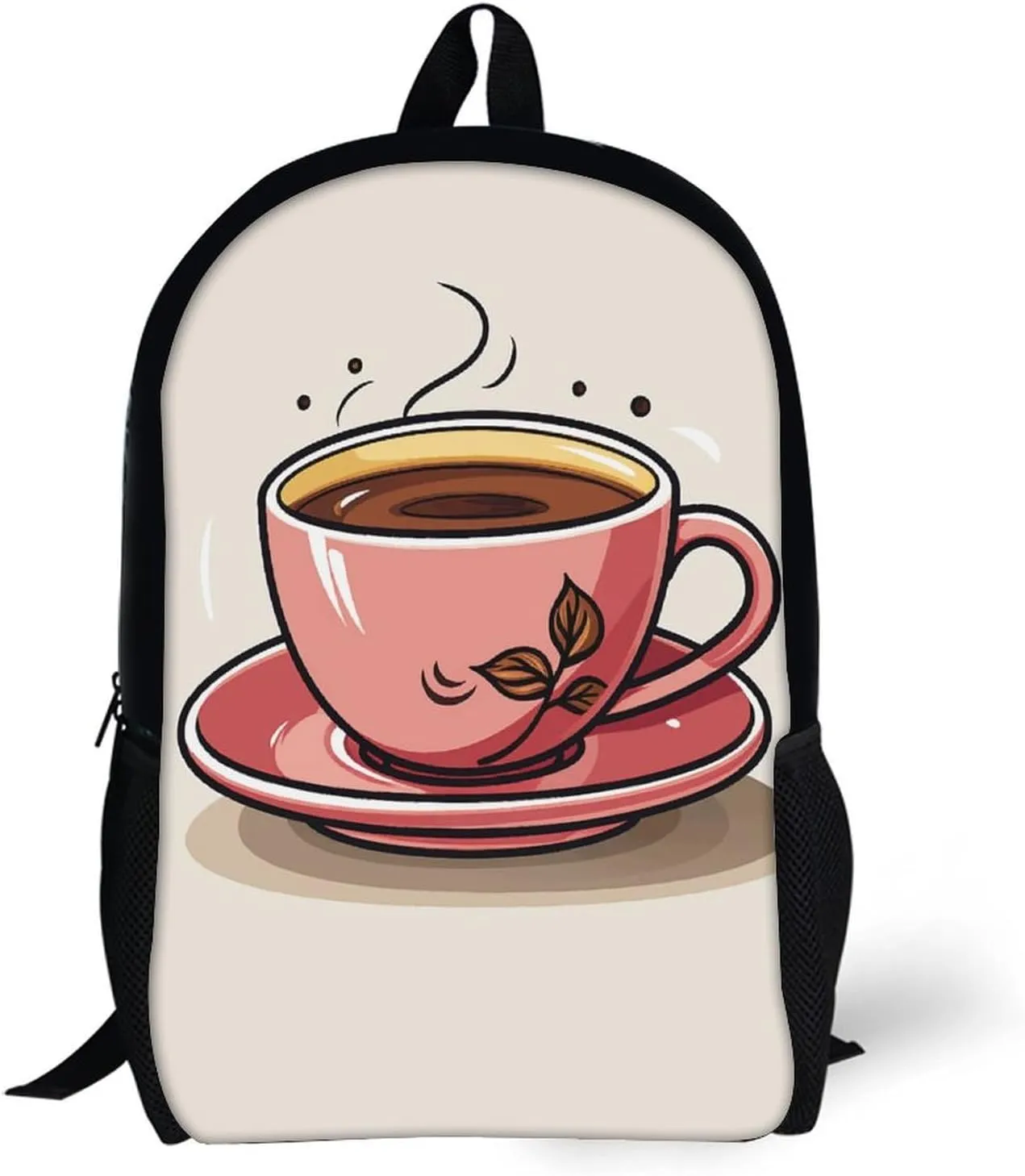 Laptop Backpack for Men 17 Inch A Cup of Coffee Work Casual Backpack Lightweight Travel Shoulder Bag