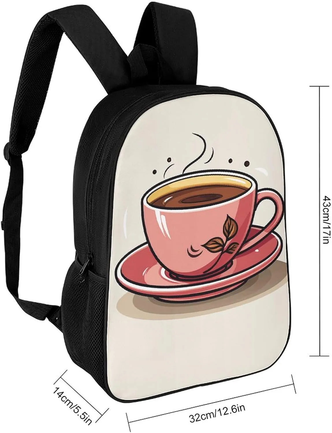 Laptop Backpack for Men 17 Inch A Cup of Coffee Work Casual Backpack Lightweight Travel Shoulder Bag