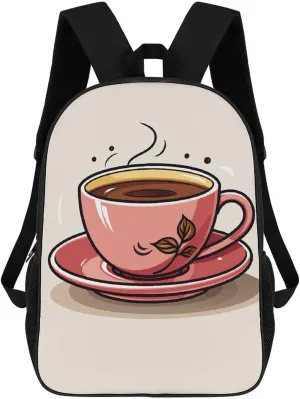 Laptop Backpack for Men 17 Inch A Cup of Coffee Work Casual Backpack Lightweight Travel Shoulder Bag