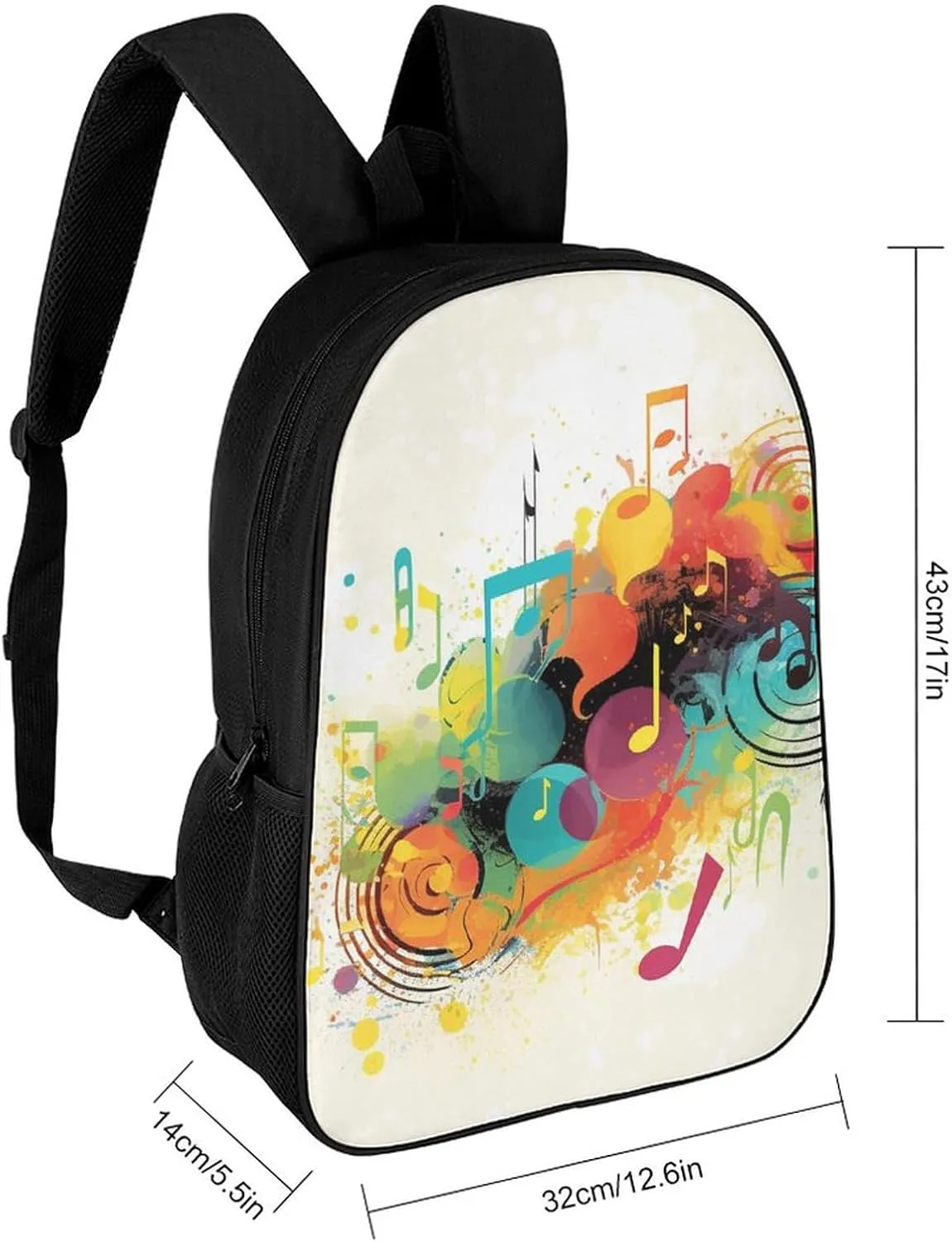 Laptop Backpack for Men 17 Inch Abstract Music Themed Work Casual Backpack Lightweight Travel Shoulder Bag
