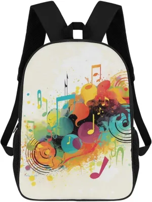 Laptop Backpack for Men 17 Inch Abstract Music Themed Work Casual Backpack Lightweight Travel Shoulder Bag