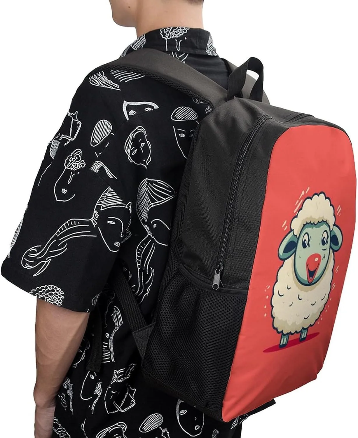 Laptop Backpack for Men 17 Inch Adorable Sheep Work Casual Backpack Lightweight Travel Shoulder Bag