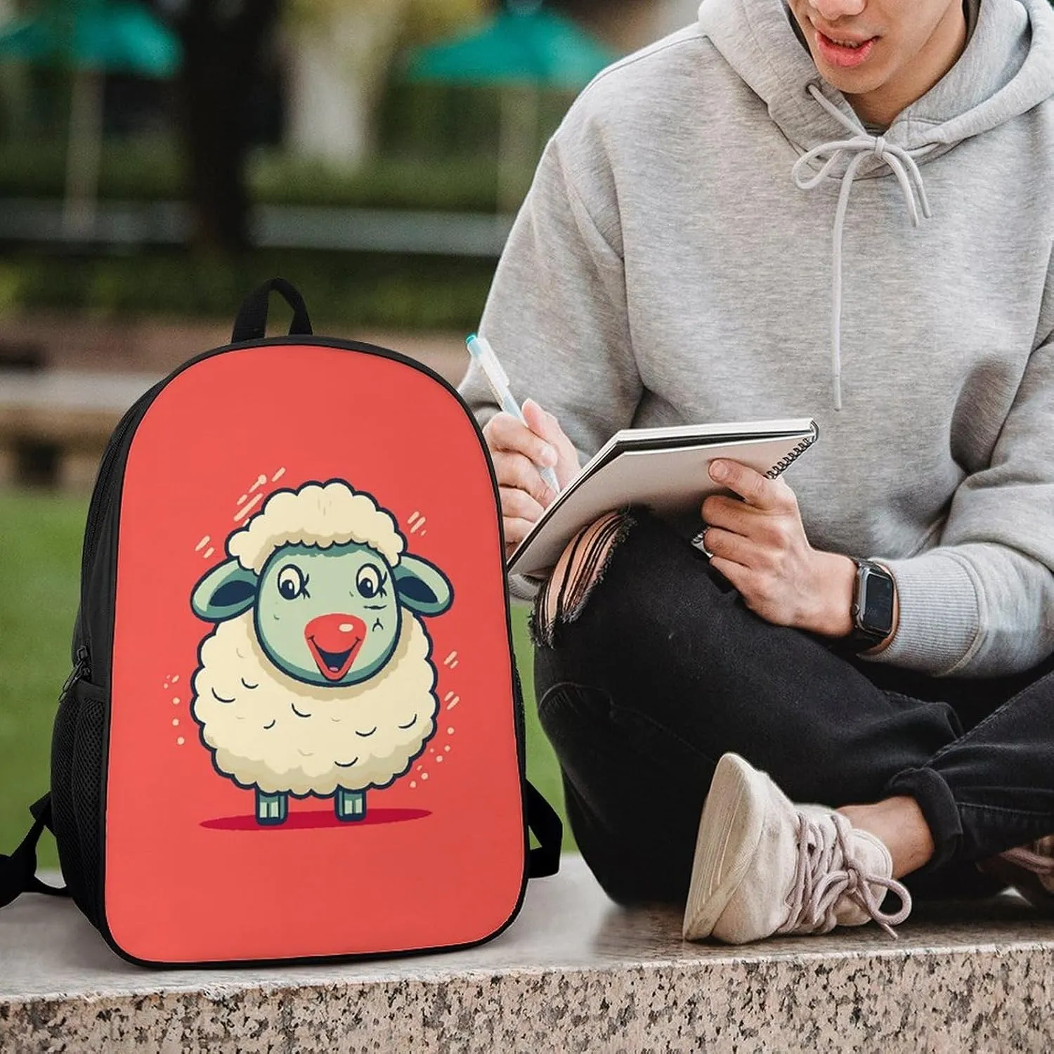 Laptop Backpack for Men 17 Inch Adorable Sheep Work Casual Backpack Lightweight Travel Shoulder Bag