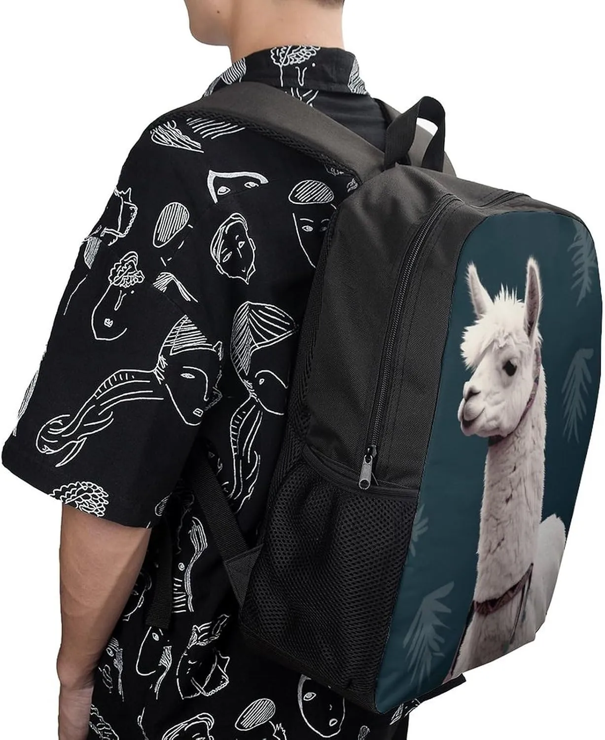 Laptop Backpack for Men 17 Inch Alpaca Llama Work Casual Backpack Lightweight Travel Shoulder Bag