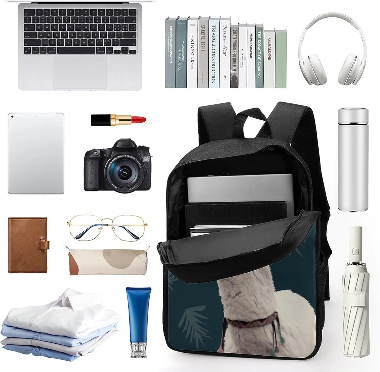 Laptop Backpack for Men 17 Inch Alpaca Llama Work Casual Backpack Lightweight Travel Shoulder Bag