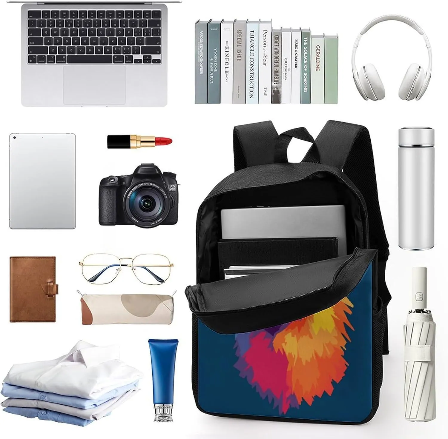 Laptop Backpack for Men 17 Inch Alpaca Pattern Work Casual Backpack Lightweight Travel Shoulder Bag