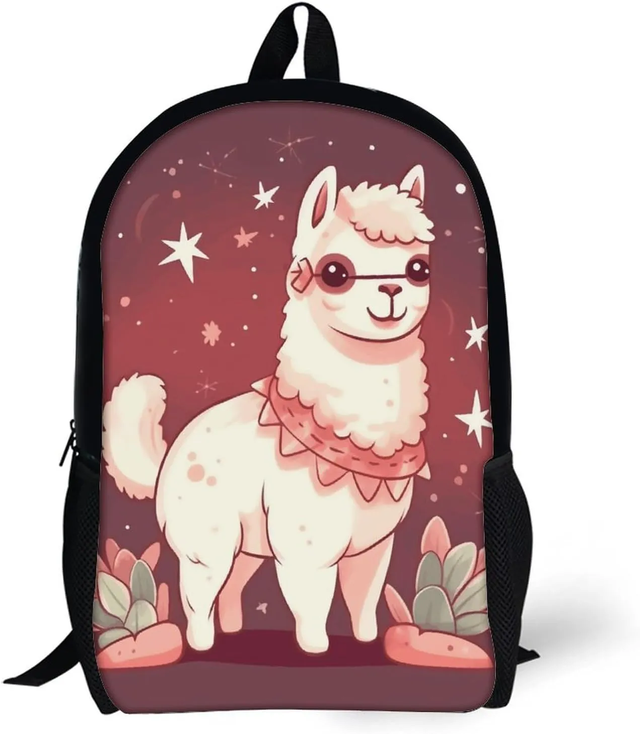 Laptop Backpack for Men 17 Inch Alpaca with Stars And Green Work Casual Backpack Lightweight Travel Shoulder Bag