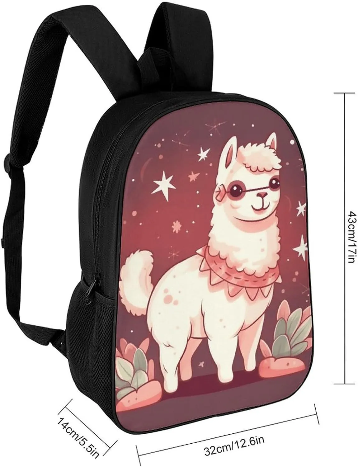 Laptop Backpack for Men 17 Inch Alpaca with Stars And Green Work Casual Backpack Lightweight Travel Shoulder Bag