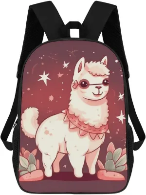 Laptop Backpack for Men 17 Inch Alpaca with Stars And Green Work Casual Backpack Lightweight Travel Shoulder Bag