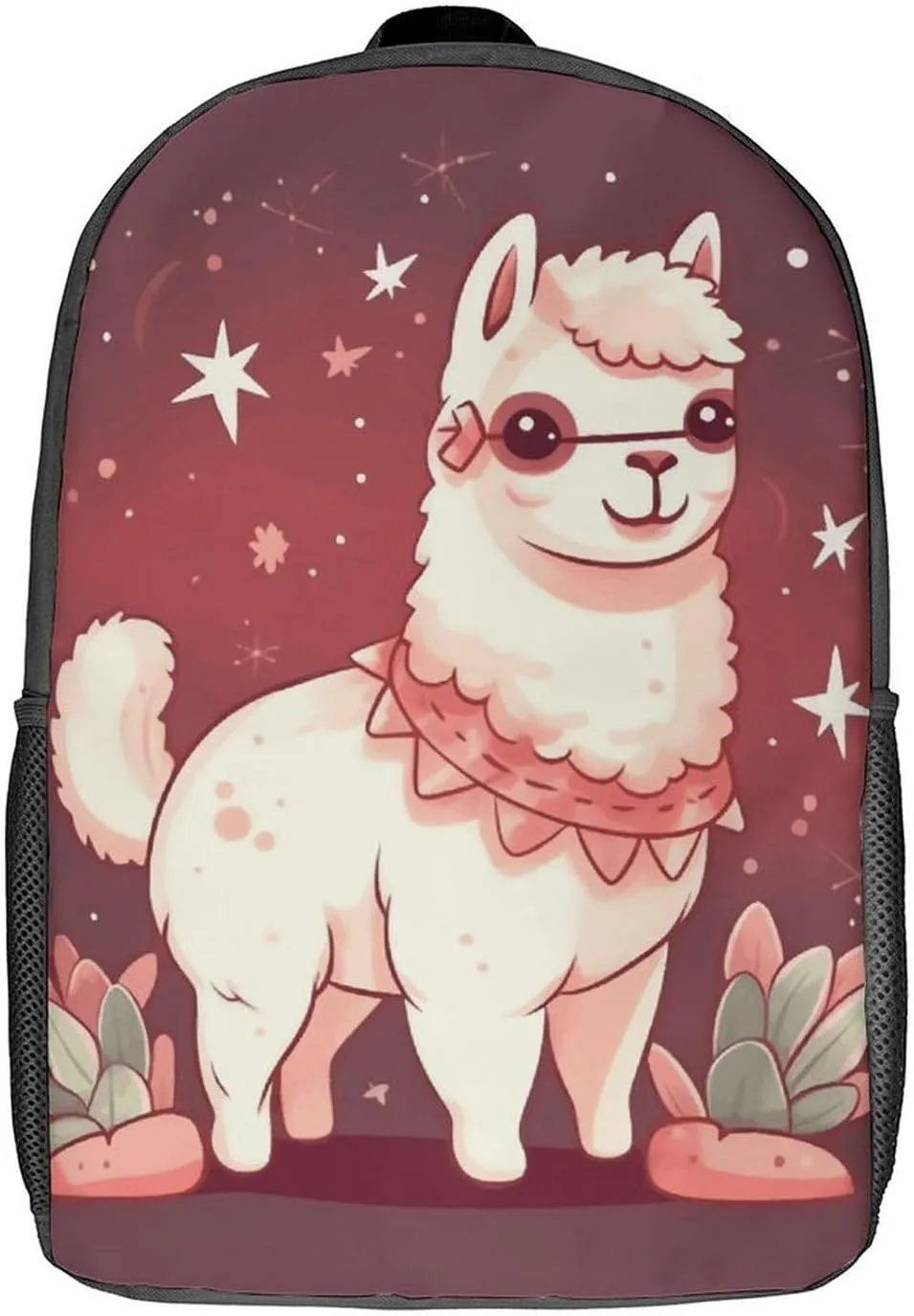 Laptop Backpack for Men 17 Inch Alpaca with Stars And Green Work Casual Backpack Lightweight Travel Shoulder Bag