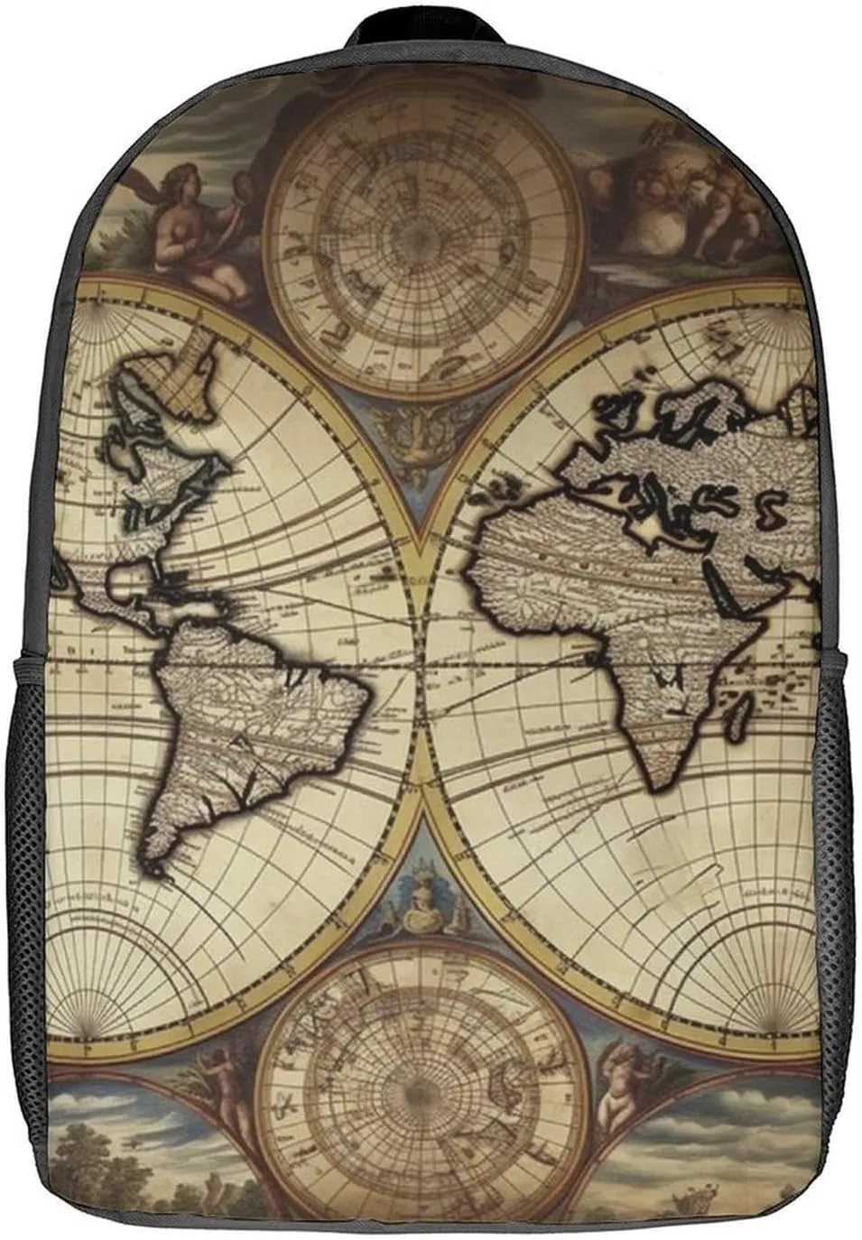 Laptop Backpack for Men 17 Inch Ancient Map World Globe Work Casual Backpack Lightweight Travel Shoulder Bag