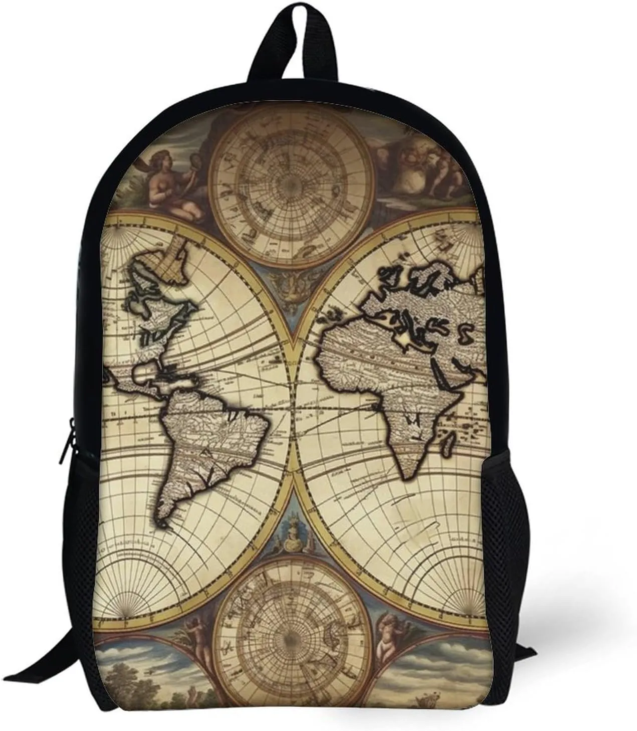Laptop Backpack for Men 17 Inch Ancient Map World Globe Work Casual Backpack Lightweight Travel Shoulder Bag