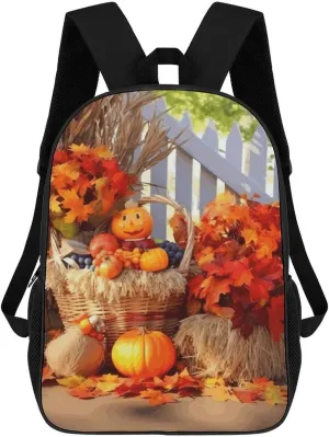 Laptop Backpack for Men 17 Inch Autumn Thanksgiving Work Casual Backpack Lightweight Travel Shoulder Bag