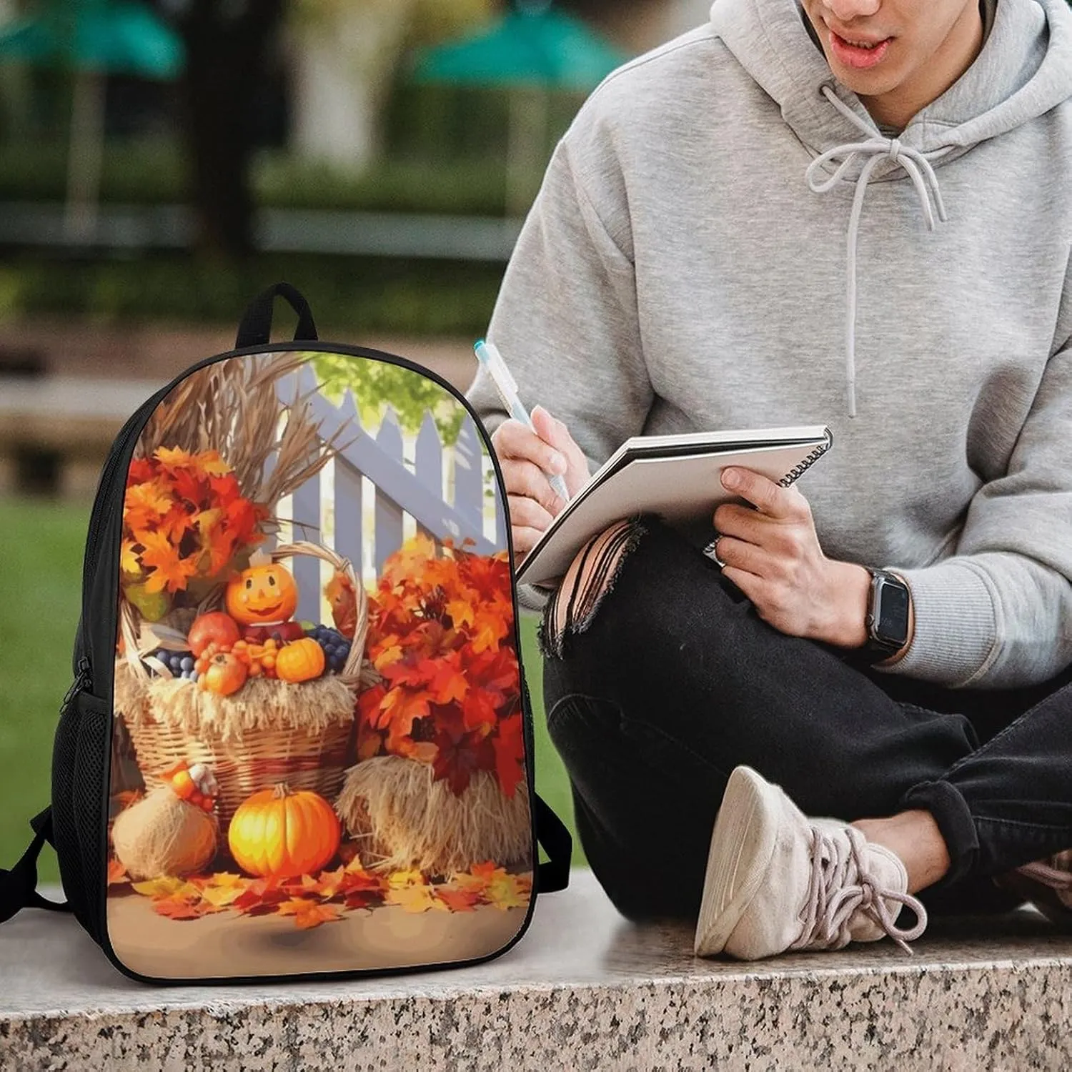 Laptop Backpack for Men 17 Inch Autumn Thanksgiving Work Casual Backpack Lightweight Travel Shoulder Bag
