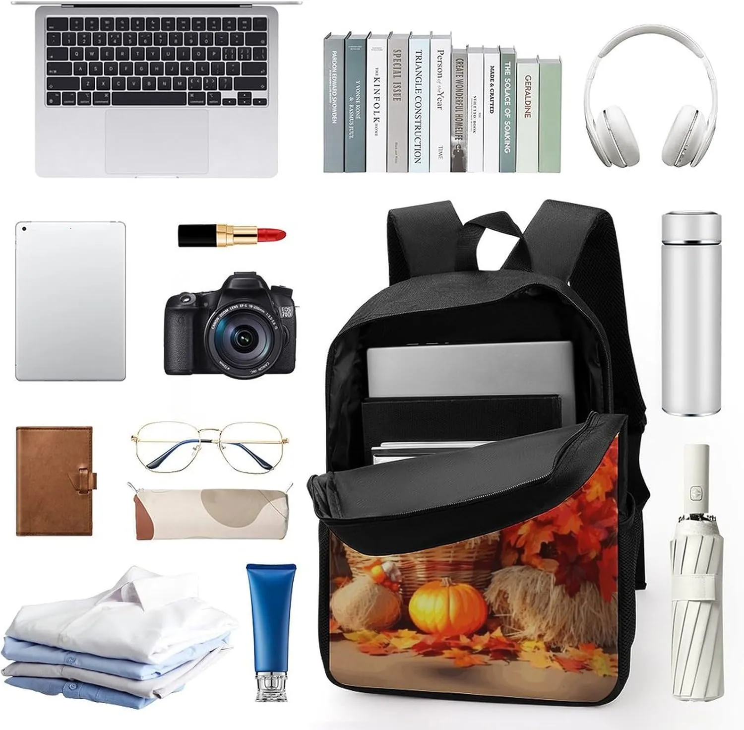 Laptop Backpack for Men 17 Inch Autumn Thanksgiving Work Casual Backpack Lightweight Travel Shoulder Bag