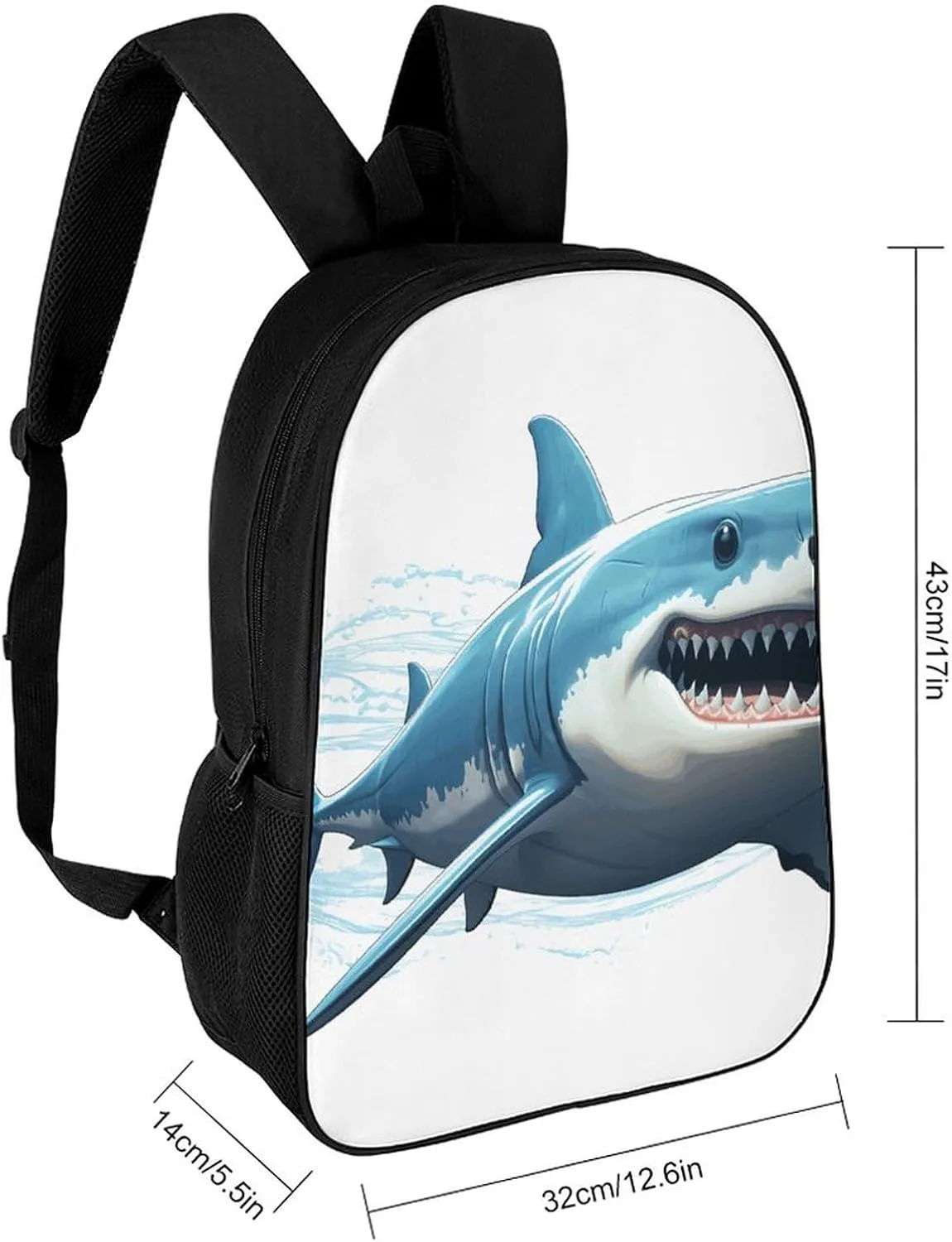 Laptop Backpack for Men 17 Inch Blue Shark Work Casual Backpack Lightweight Travel Shoulder Bag