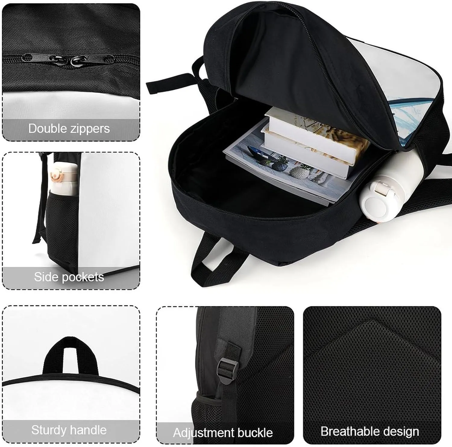 Laptop Backpack for Men 17 Inch Blue Shark Work Casual Backpack Lightweight Travel Shoulder Bag