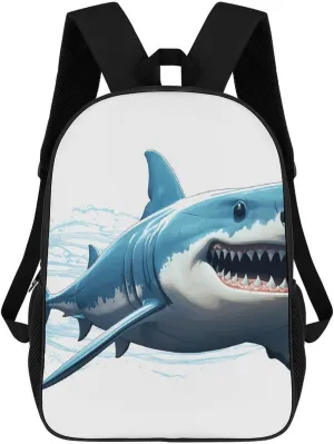 Laptop Backpack for Men 17 Inch Blue Shark Work Casual Backpack Lightweight Travel Shoulder Bag