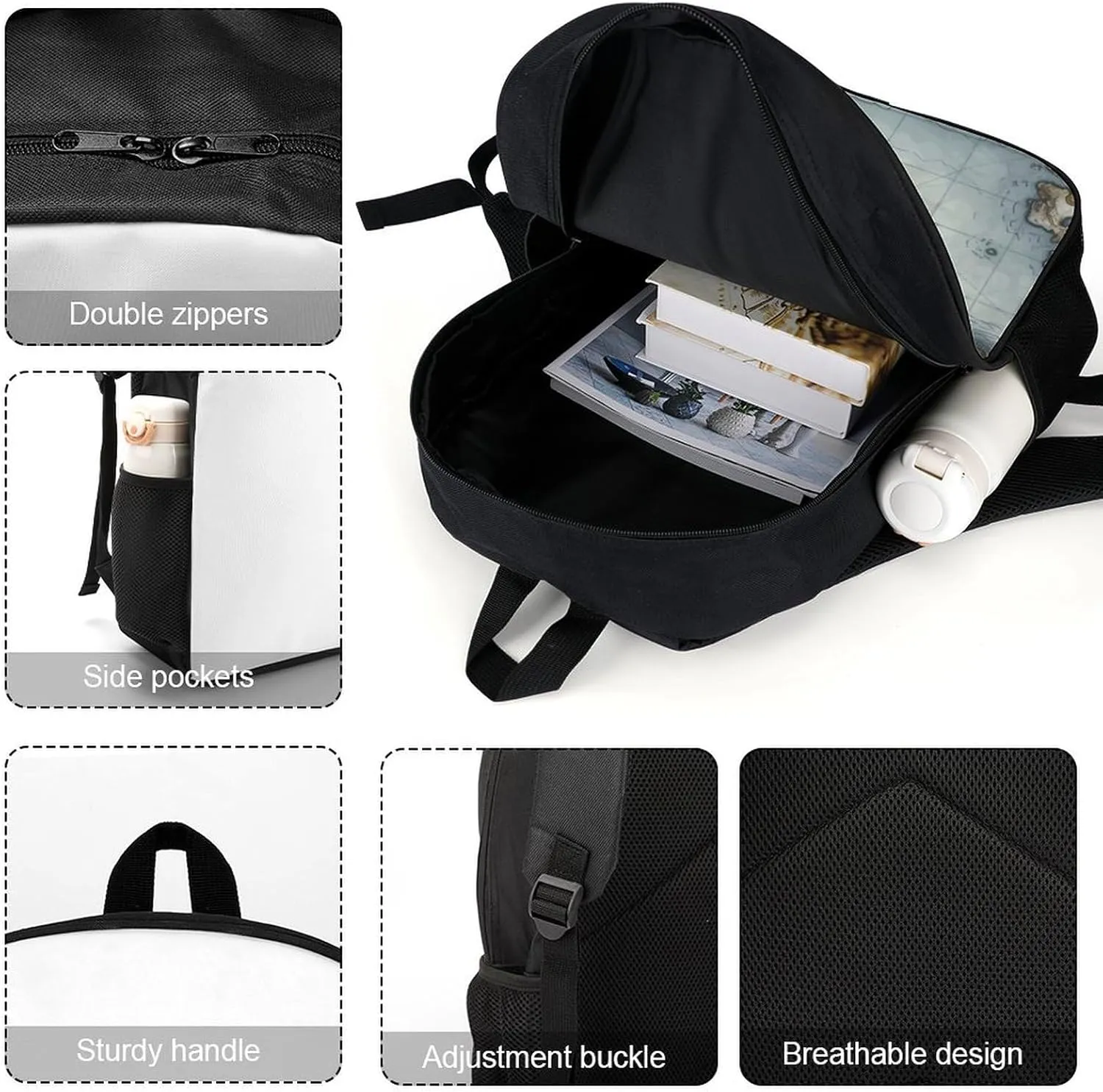 Laptop Backpack for Men 17 Inch Boat Map Work Casual Backpack Lightweight Travel Shoulder Bag