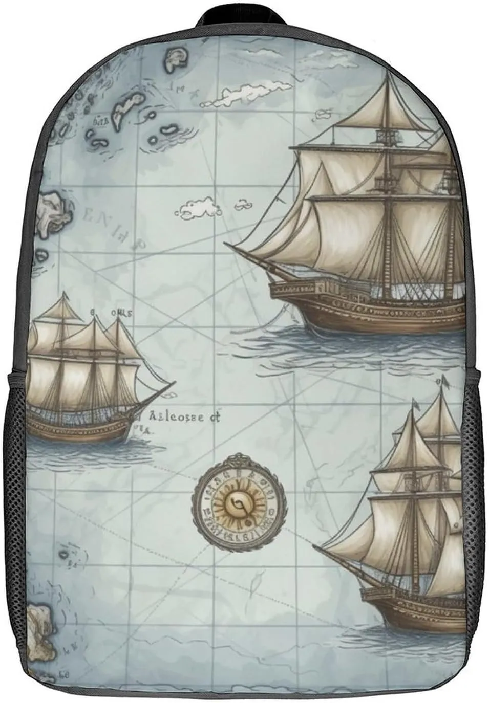 Laptop Backpack for Men 17 Inch Boat Map Work Casual Backpack Lightweight Travel Shoulder Bag