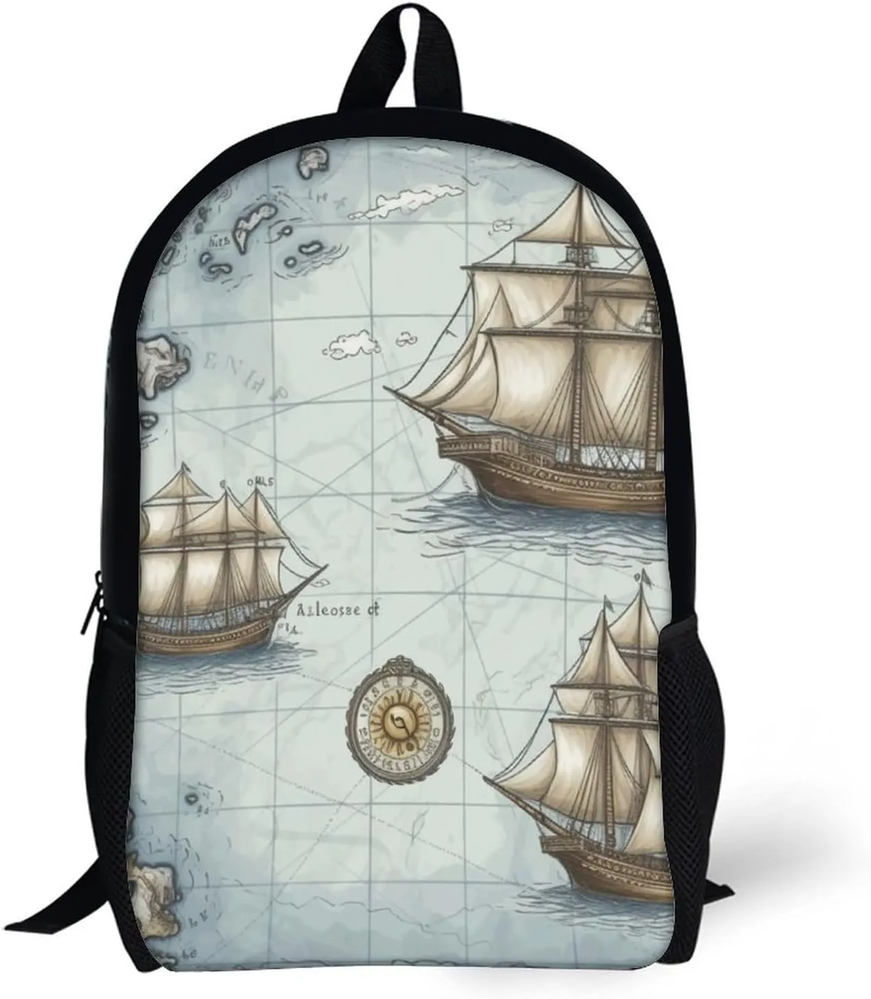 Laptop Backpack for Men 17 Inch Boat Map Work Casual Backpack Lightweight Travel Shoulder Bag