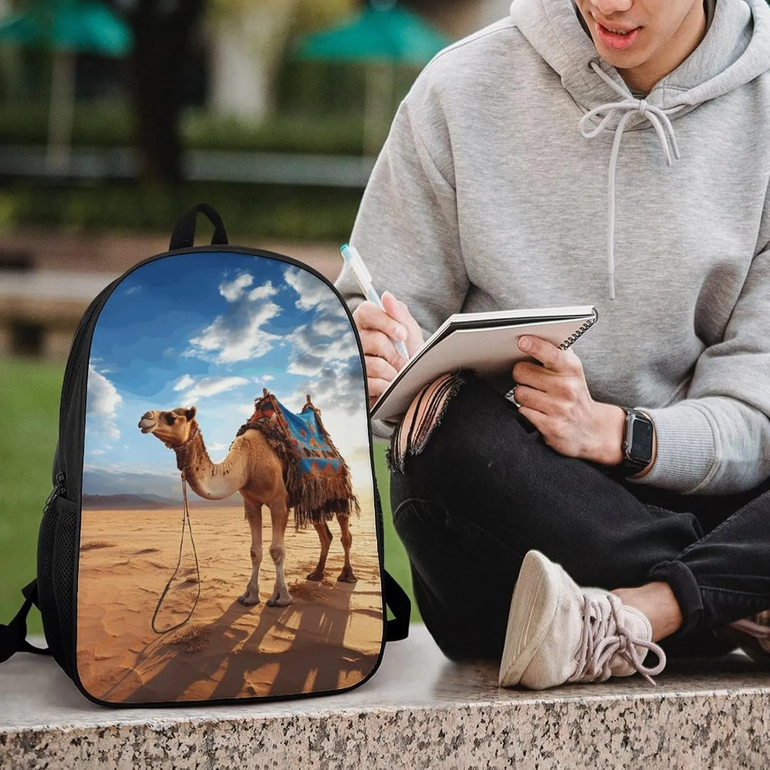 Laptop Backpack for Men 17 Inch Camel Sky Work Casual Backpack Lightweight Travel Shoulder Bag